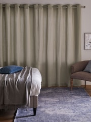 Natural Dark Lined Cotton Eyelet Curtains - Image 2 of 6