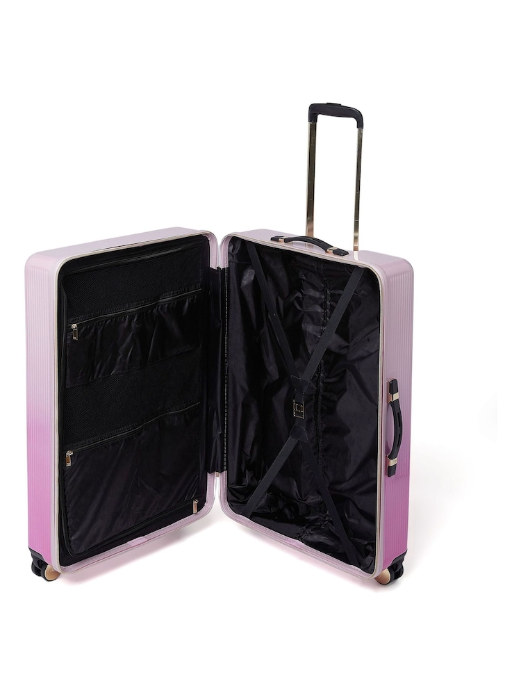 Dune London Pink Dip Dye Olive Large Suitcase - Image 4 of 6