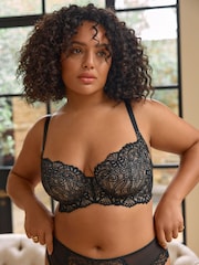 Black Ultimate Support F-K Cup Non Pad Wired Lace Bra with Side Support - Image 1 of 5