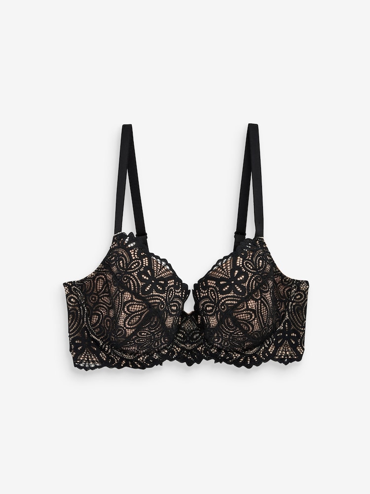 Black Ultimate Support F-K Cup Non Pad Wired Lace Bra with Side Support - Image 5 of 5 Black Ultimate Support F-K Cup Non Pad Wired Lace Bra with Side Support - Image 5 of 5