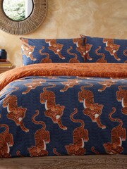 furn. Blue Tibetan Tiger Duvet Cover and Pillowcase Set - Image 2 of 5