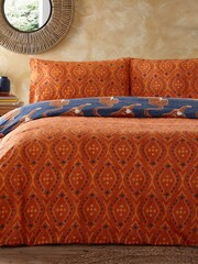 furn. Blue Tibetan Tiger Duvet Cover and Pillowcase Set - Image 4 of 5