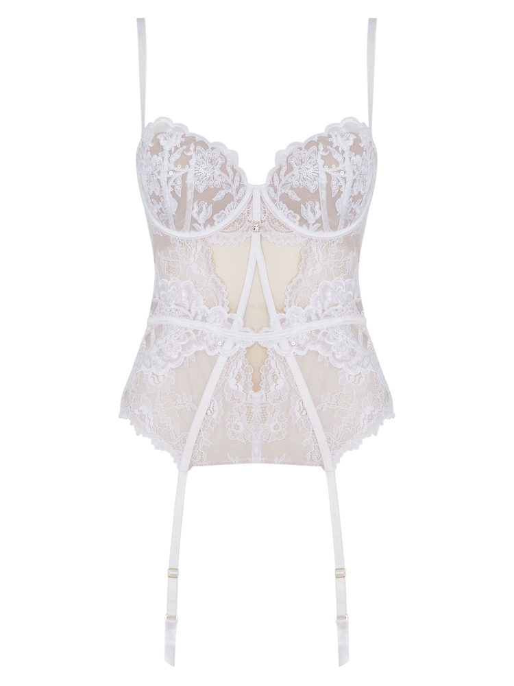 Ann Summers White The Icon Embroidered Balcony Basque - Image 7 of 7