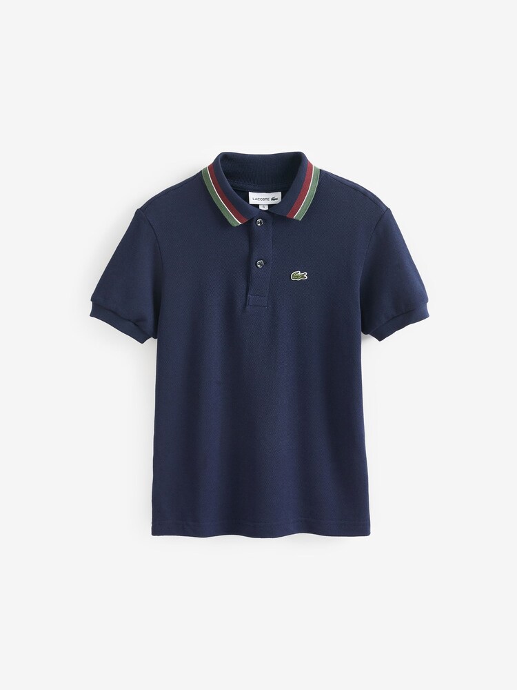 Lacoste Tricolour Collar 100% Cotton Polo Shirt - Image 1 of 3