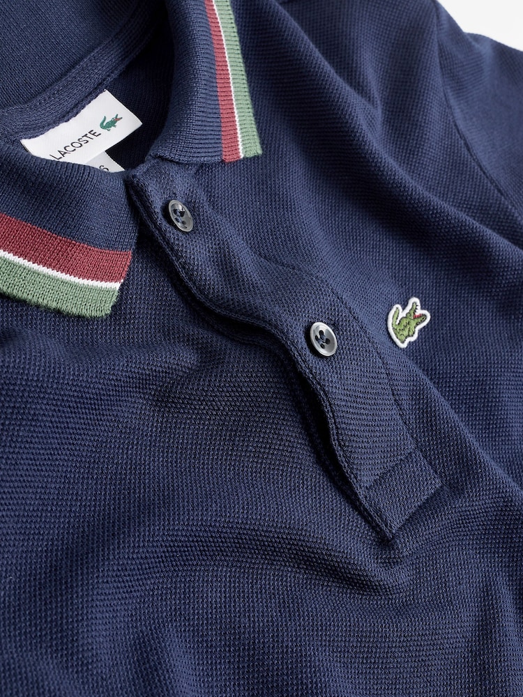 Lacoste Tricolour Collar 100% Cotton Polo Shirt - Image 3 of 3