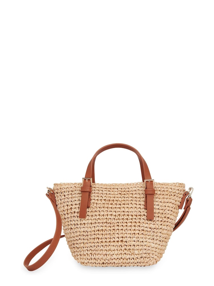 Whistles Nude Kiki Mini Handle Straw Tote - Image 1 of 4
