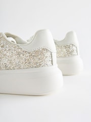 Ivory Cream Glitter Lace Up Chunky Sole Trainers - Image 6 of 6