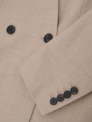 Reiss Neutral Juniper Collarless Double-Breasted Suit Blazer Wool-Blend - Image 8 of 8