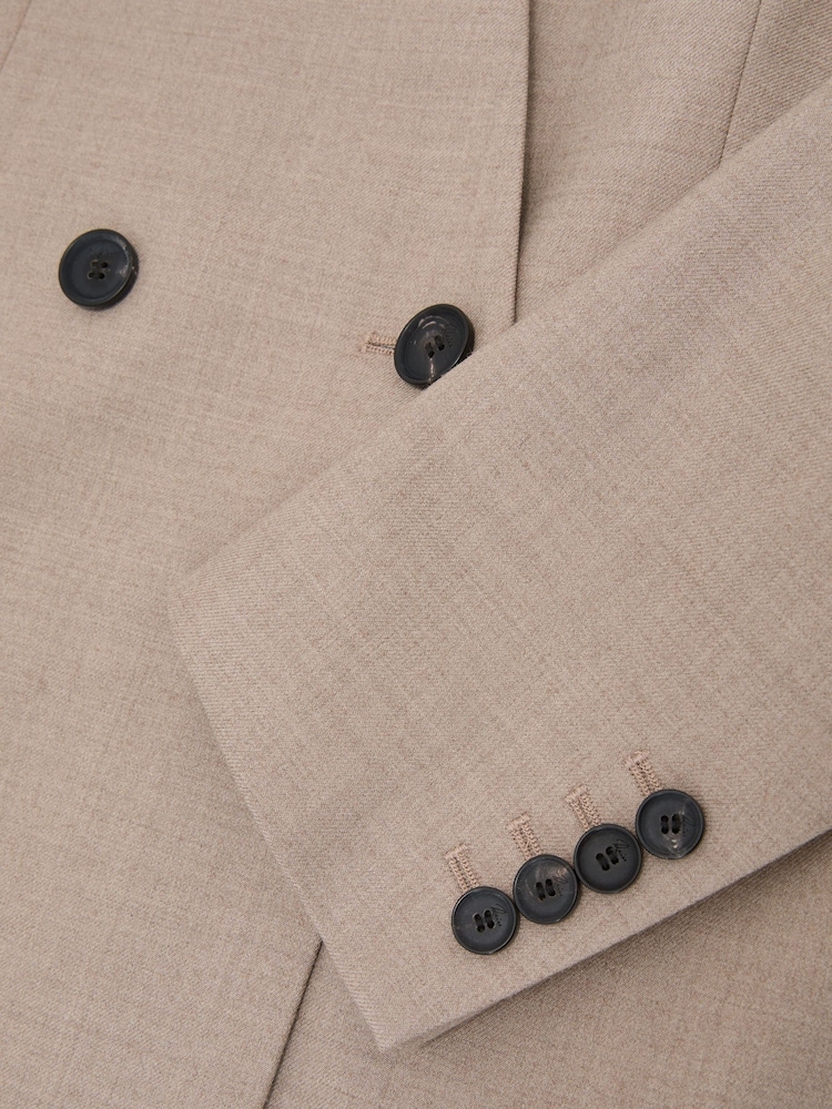 Reiss Neutral Juniper Collarless Double-Breasted Suit Blazer Wool-Blend - Image 8 of 8 Reiss Neutral Juniper Collarless Double-Breasted Suit Blazer Wool-Blend - Image 8 of 8