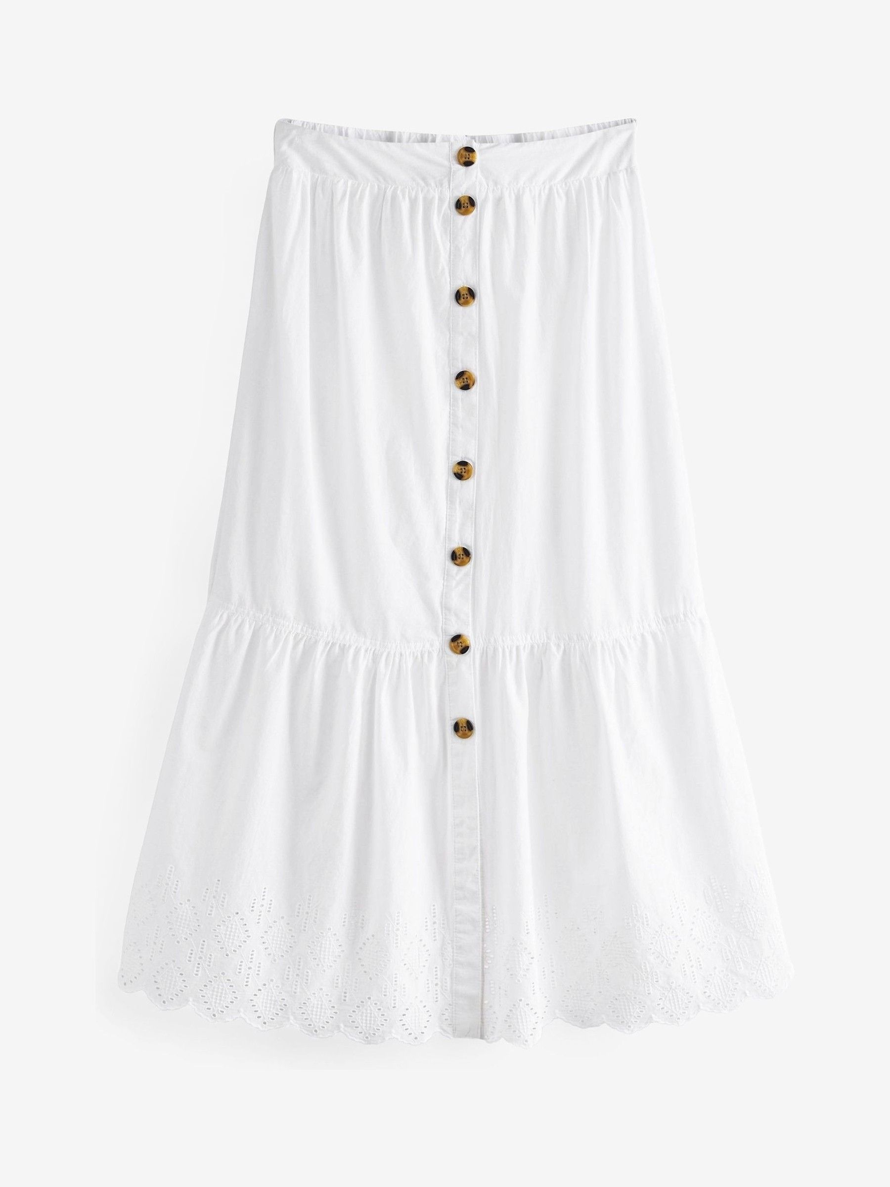 Buy White Button Through 100 Cotton Midi Skirt from Next Luxembourg