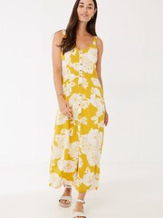 FatFace Yellow Corey Linear Bloom Sundress - Image 1 of 4