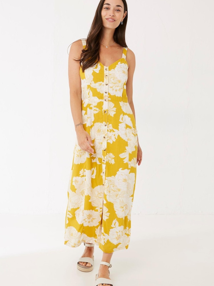 FatFace Yellow Corey Linear Bloom Sundress - Image 1 of 4