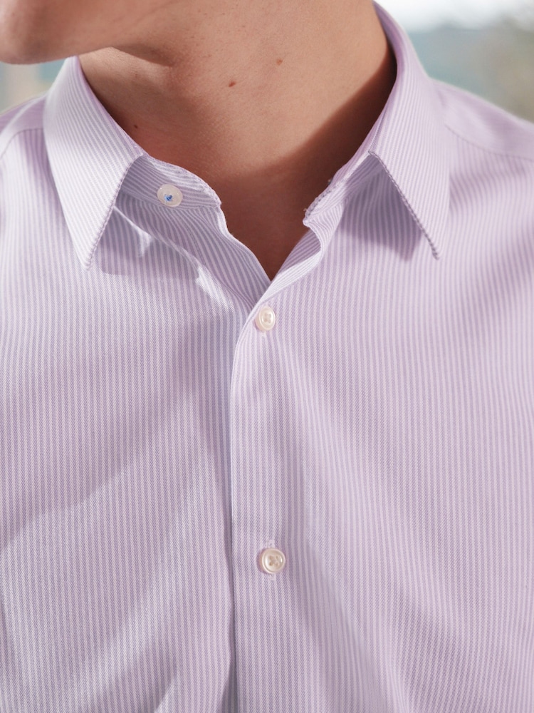 Pink Stripe Slim Fit Signature Super Non Iron Single Cuff Shirt - Image 1 of 9 Pink Stripe Slim Fit Signature Super Non Iron Single Cuff Shirt - Image 1 of 9
