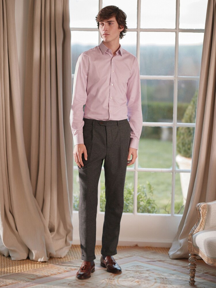 Pink Stripe Slim Fit Signature Super Non Iron Single Cuff Shirt - Image 2 of 9