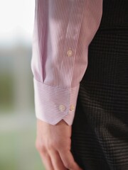 Pink Stripe Slim Fit Signature Super Non Iron Single Cuff Shirt - Image 5 of 9