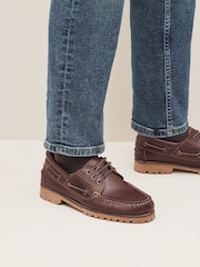 Tan Brown Classic 3 Eye Boat Shoes - Image 1 of 6