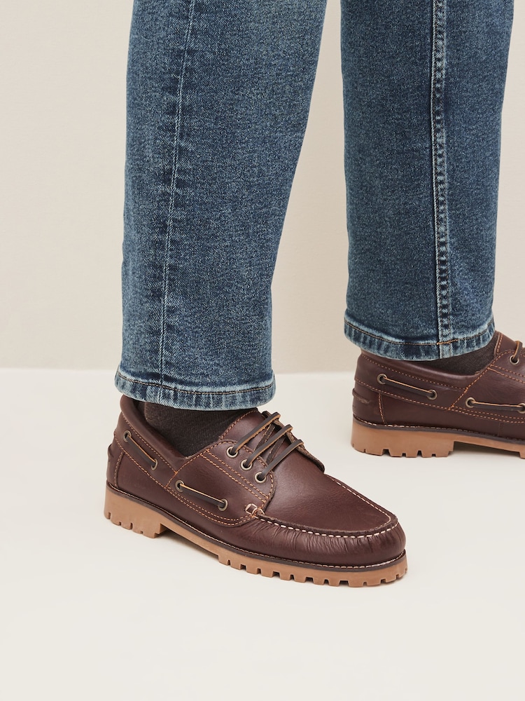 Tan Brown Classic 3 Eye Boat Shoes - Image 1 of 6