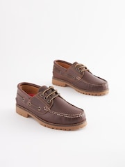 Tan Brown Classic 3 Eye Boat Shoes - Image 2 of 6