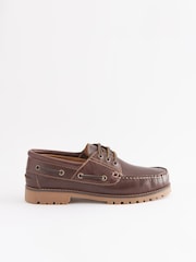 Tan Brown Classic 3 Eye Boat Shoes - Image 3 of 6