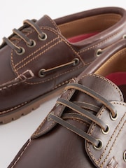 Tan Brown Classic 3 Eye Boat Shoes - Image 5 of 6
