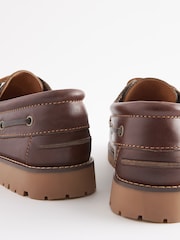 Tan Brown Classic 3 Eye Boat Shoes - Image 6 of 6
