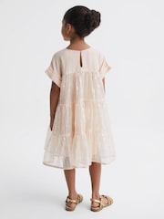 Reiss Pale Pink Luci 9-12 yrs Sequin Tiered Dress - Image 5 of 6