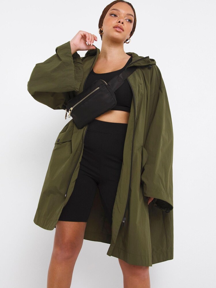 Simply Be Green Swing Poncho Parka Jacket - Image 1 of 4