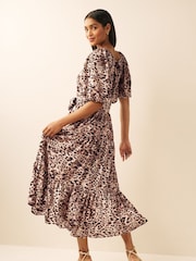 Animal Print Square Neck Midi Dress - Image 3 of 6