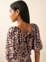 Animal Print Square Neck Midi Dress - Image 5 of 6