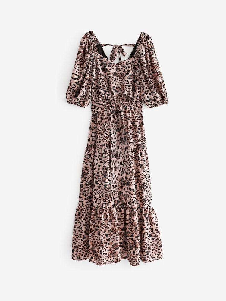 Animal Print Square Neck Midi Dress - Image 6 of 6 Animal Print Square Neck Midi Dress - Image 6 of 6