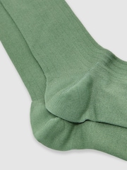 Reiss Washed Sage Green Fela Cotton-Blend Ribbed Socks - Image 2 of 3