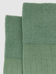 Reiss Washed Sage Green Fela Cotton-Blend Ribbed Socks - Image 3 of 3