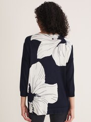 Phase Eight Blue Linda Flower Print Knit Jumper - Image 2 of 6