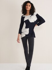 Phase Eight Blue Linda Flower Print Knit Jumper - Image 3 of 6