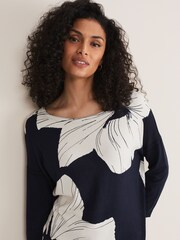 Phase Eight Blue Linda Flower Print Knit Jumper - Image 4 of 6
