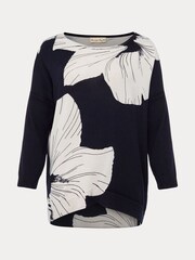 Phase Eight Blue Linda Flower Print Knit Jumper - Image 6 of 6