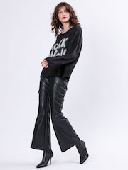 Religion Black Oversized Slogan Jumper In Soft Fluffy Knit - Image 4 of 6