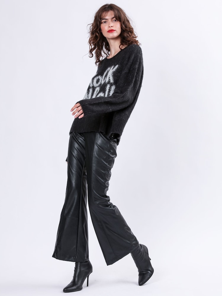Religion Black Oversized Slogan Jumper In Soft Fluffy Knit - Image 4 of 6
