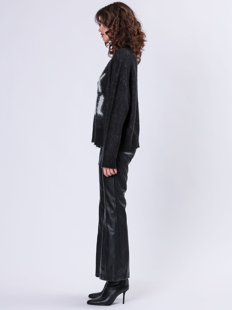 Religion Black Oversized Slogan Jumper In Soft Fluffy Knit - Image 5 of 6