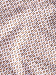 Neutral Brown Geometric Slim Fit Single Cuff Signature Trimmed Shirt - Image 8 of 9