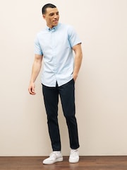 Barbour® Sky Blue Oxtown Classic Short Sleeve Oxford 100% Cotton Shirt - Image 2 of 8