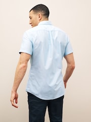 Barbour® Sky Blue Oxtown Classic Short Sleeve Oxford 100% Cotton Shirt - Image 3 of 8