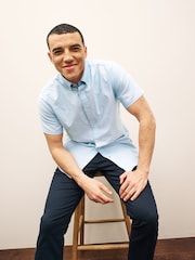 Barbour® Sky Blue Oxtown Classic Short Sleeve Oxford 100% Cotton Shirt - Image 4 of 8