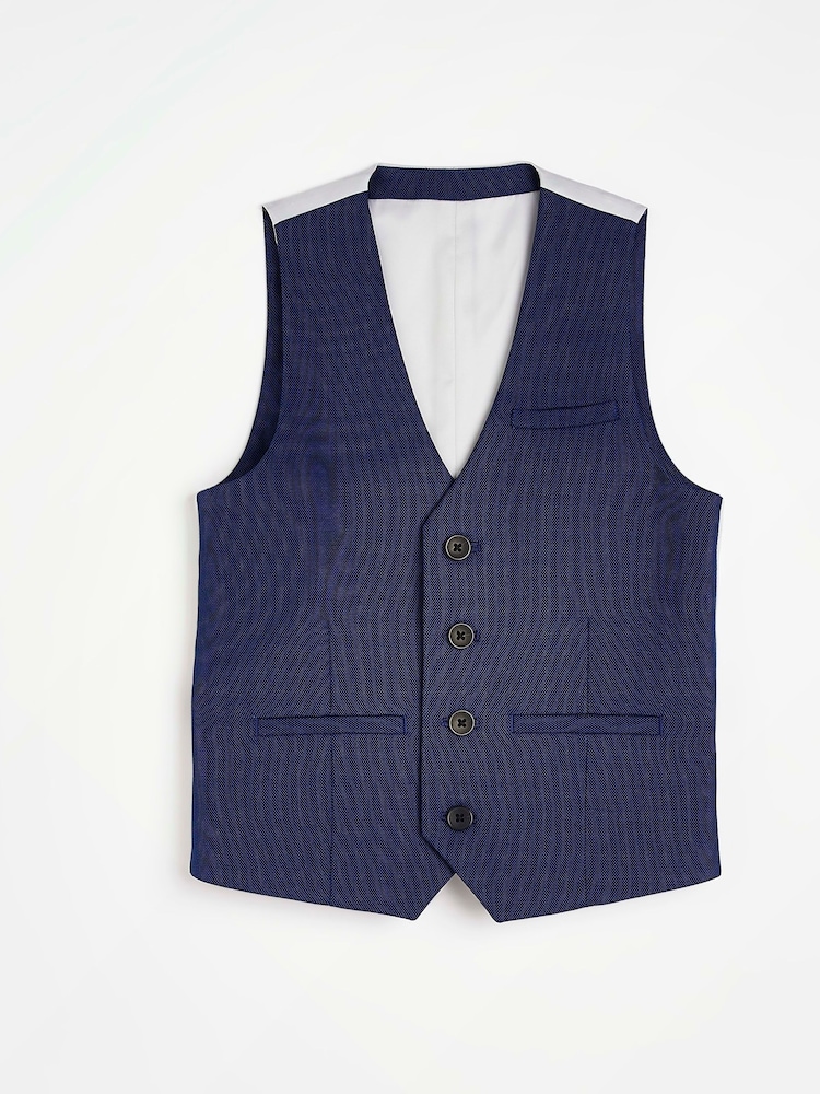 River Island Blue Boys Patterned Waistcoat - Image 1 of 3 River Island Blue Boys Patterned Waistcoat - Image 1 of 3