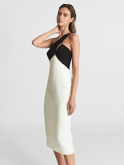 Reiss White Elodie One Shoulder Bodycon Midi Dress - Image 4 of 7