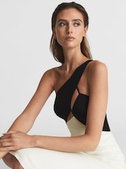 Reiss White Elodie One Shoulder Bodycon Midi Dress - Image 6 of 7