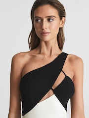 Reiss White Elodie One Shoulder Bodycon Midi Dress - Image 7 of 7