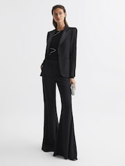 Reiss Black Felicity Mesh Diamanté Detail Bodysuit - Image 6 of 7
