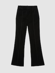 Reiss Black Wren Tall Velvet Flared Tuxedo Trousers - Image 2 of 10
