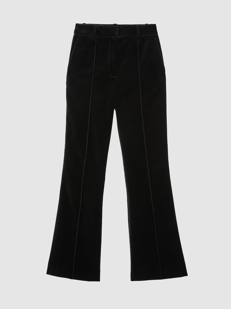 Reiss Black Wren Tall Velvet Flared Tuxedo Trousers - Image 2 of 10 Reiss Black Wren Tall Velvet Flared Tuxedo Trousers - Image 2 of 10